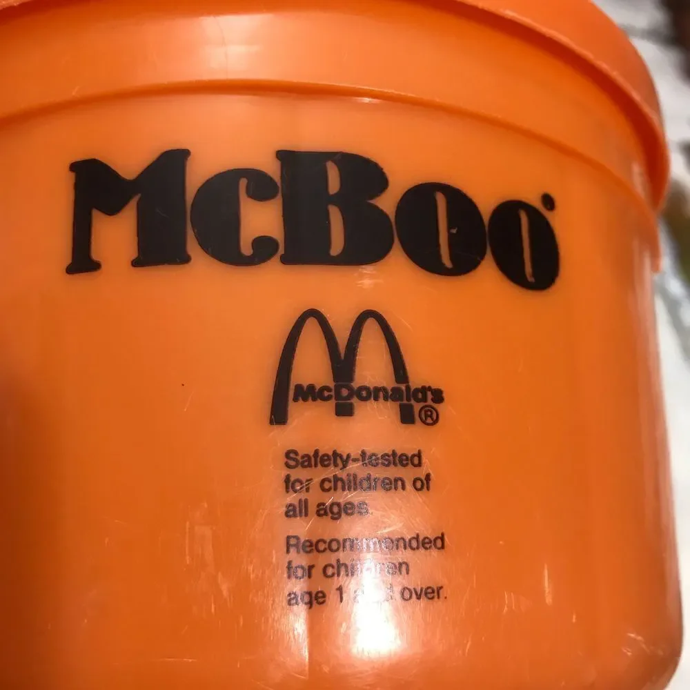 D 1980 McDonalds McBoo Orange‎ Halloween Pumpkin Happy Meal Pail